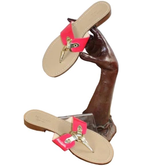 Kate Spade New York Pink And Gold Patent Slip-On Thong Style Sandal, Siz… - Picture 6 of 8